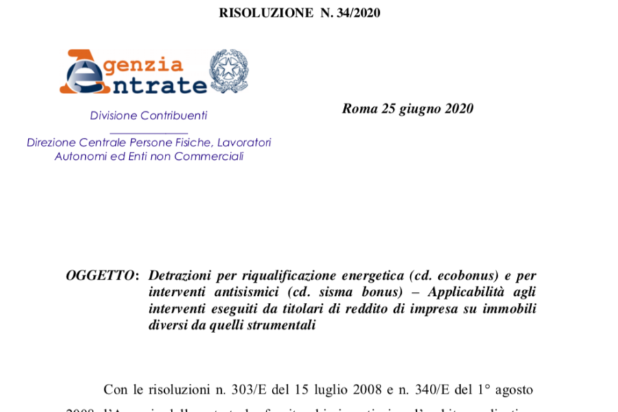 Ecobonus e Sismabonus  anche per Aziende